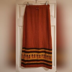 New Rust Maxi Skirt Knited Alpaka Wool. Fits S And M